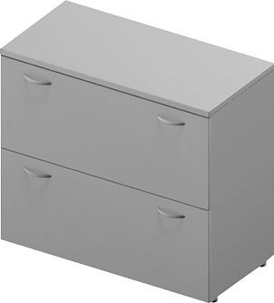 Hängeregistraturschrank Arlon Office mit 2 Ordnerhöhen, Farbe Lichtgrau/Alu, B/T/H: 90 x 45 x 81,6 cm - Bild 1