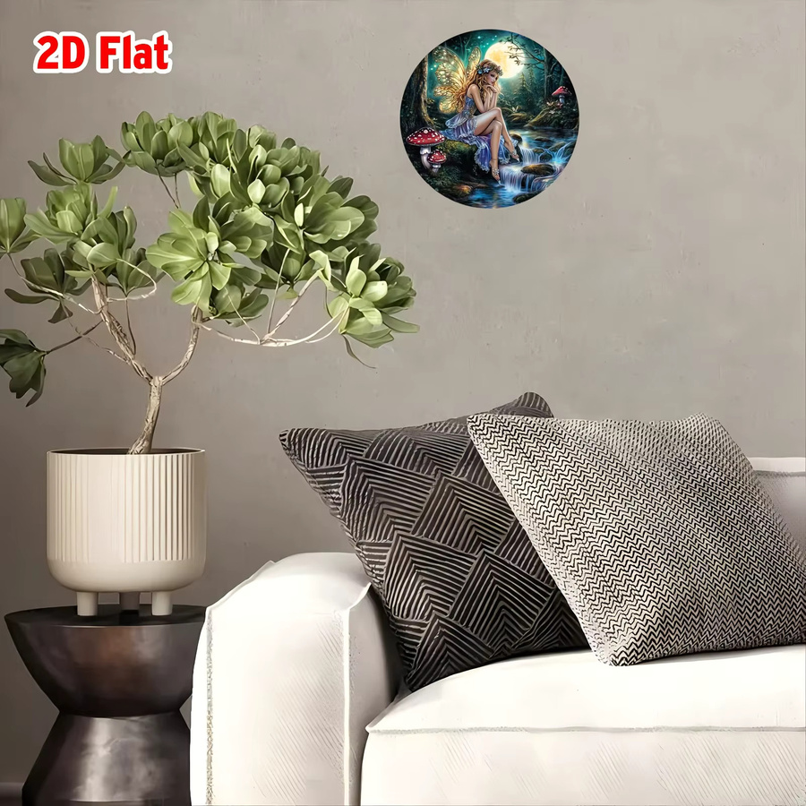 Potdemiel Enchanted Fairy Moonlight Metallwandkunst rund aus Aluminium mit Blumen- und Naturmotiven, Multicolour, Durchmesser: 20,32 cm - Bild 4