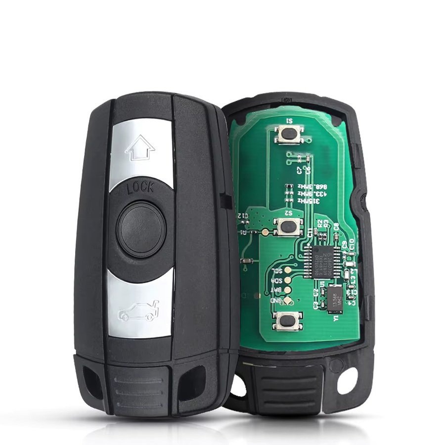 KEYYOU 5er Set Auto Schlüssel mit Fernbedienung und Batterie für BMW CAS3 1/3/5/7 Serie X5 X6 E60 E61 E70 E71 E87 E90 Z4 in Schwarz - Bild 4