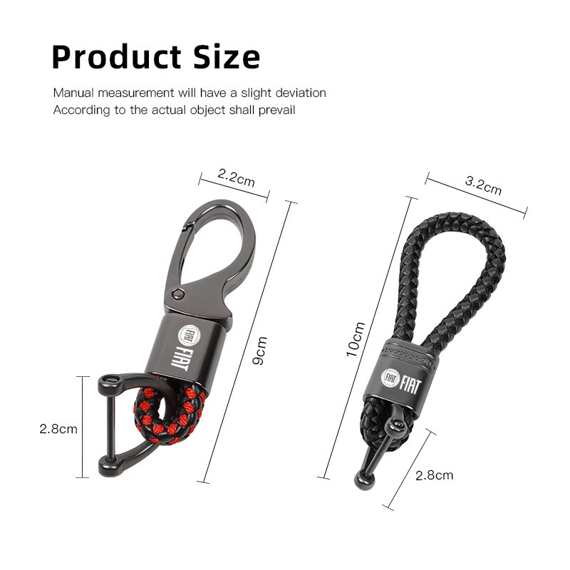 FIAT Schlüsselanhänger, Leder, gewebtes Seil, Metall, Unisex - Bild 2
