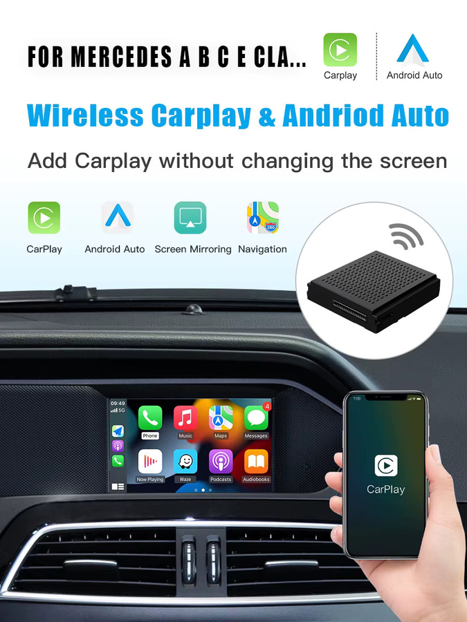 CARABC Wireless CarPlay und Android Auto Navigationsmodul für Mercedes Benz NTG4.5 in Schwarz - Bild 7