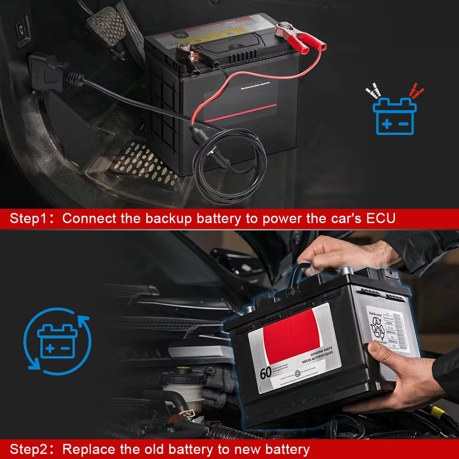 JFIND OBD2 ECU Memory Saver Batterie Ersetzen Diagnose Werkzeug Notstromversorgung Kabel in Schwarz - Bild 2