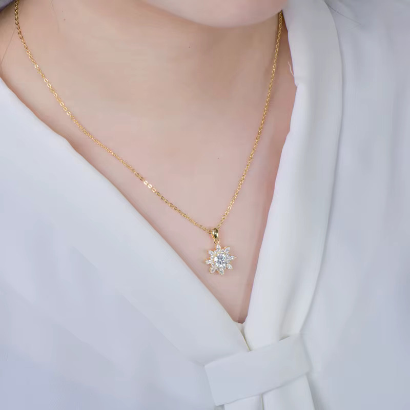 Rrjzz Halskette, Moissanit, 14 K vergoldet, Damen - Bild 2