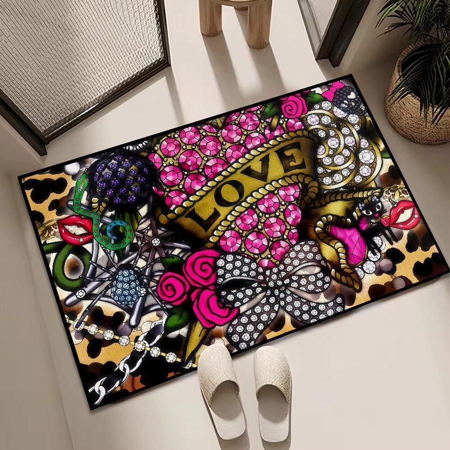 J-Johnson Vintage Teppich in Multicolour, Rechteckige Fußmatte aus Polyester für Flur, Eingang und Bad, B/T: 60 x 40 cm - Bild 3