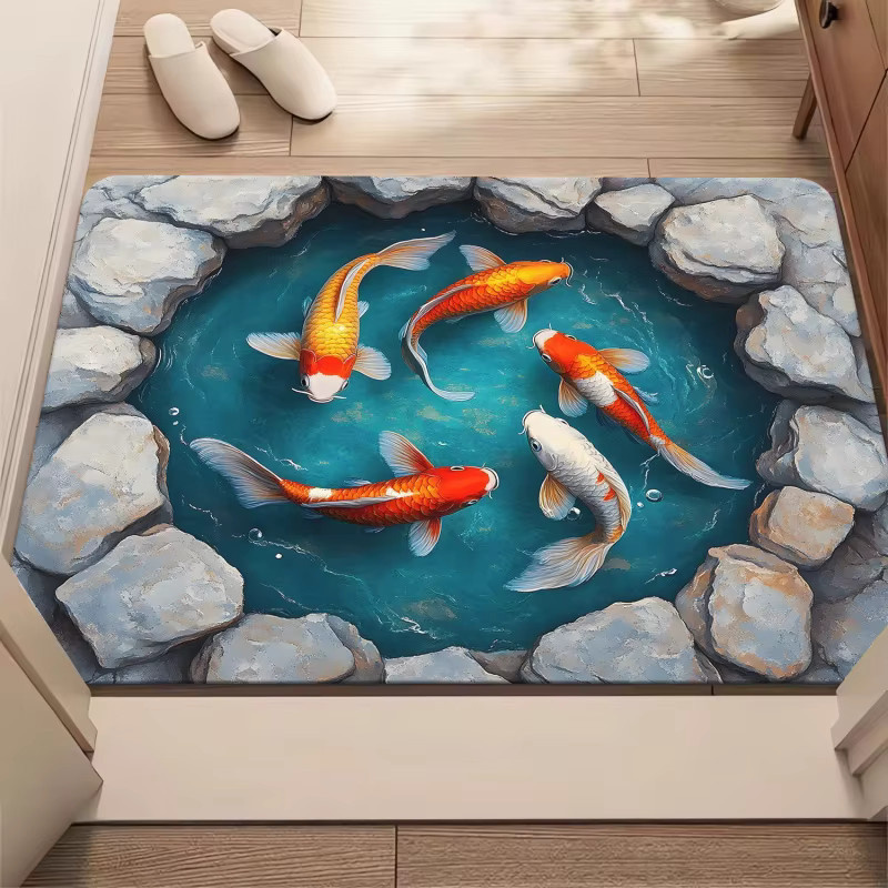 VIKAMA Badezimmer-Fußmatte Unterwasserwelt, rutschfester und saugfähiger Teppich in modernem Design - Bild 1