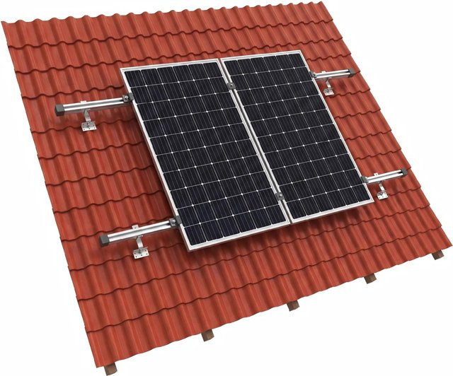 Intellisolaris Ziegeldach Montagesystem Vertikal aus Al6005-T5 und Edelstahl Sus304 für 2 Solarpanels in Silber - Bild 1