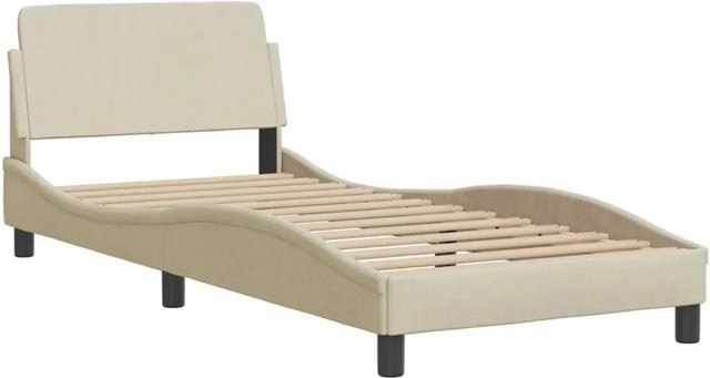 vidaXL Bettgestell Dover mit Kopfteil in Beige aus Stoff und Holz, B/T: 90 x 190 cm - Bild 1
