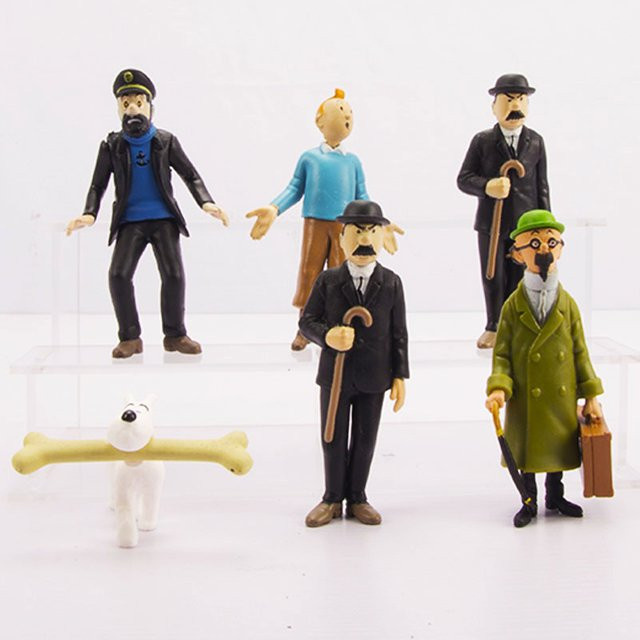 Bandai Tim und Struppi Actionfiguren, 6-teiliges Set, Kunststoff - Bild 1