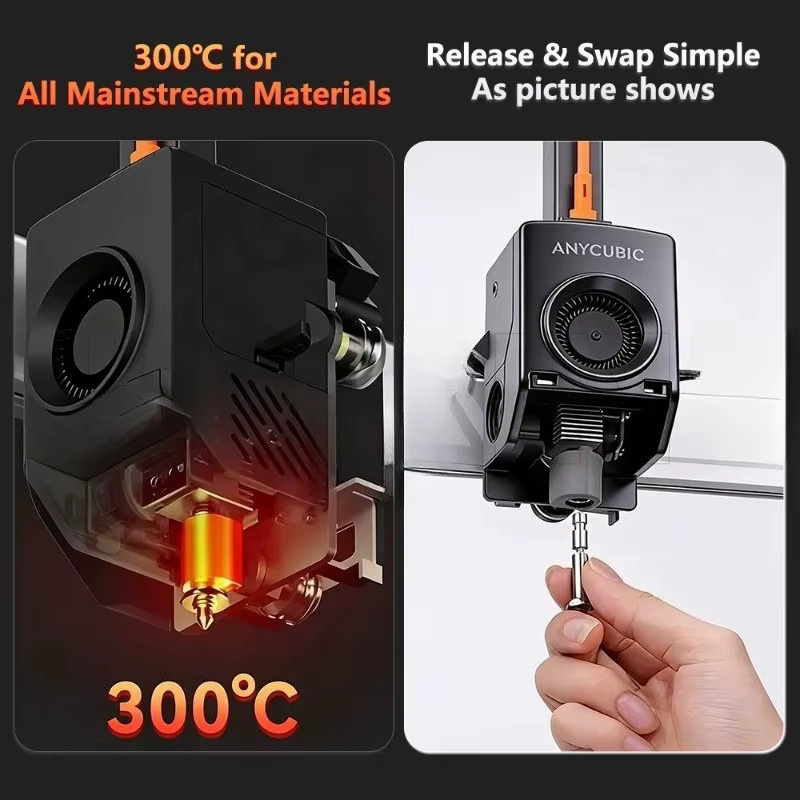 Anycubic Hotend-Kit für Kobra 3 Max 3D-Drucker, 24V 80W mit Keramik-Heizplatte und austauschbarer Düse in Silber - Bild 5
