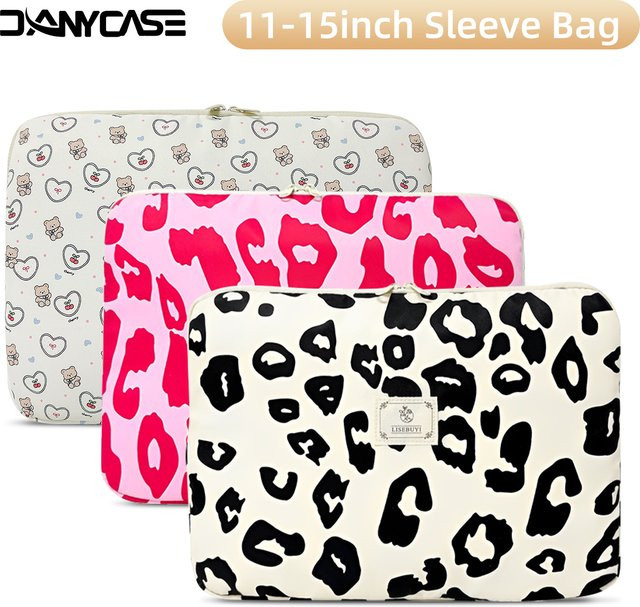 DANYCASE Laptoptasche mit Retro-Bär-Print für 11-15 Zoll Notebooks und MacBook Air Pro in Pink - Bild 1