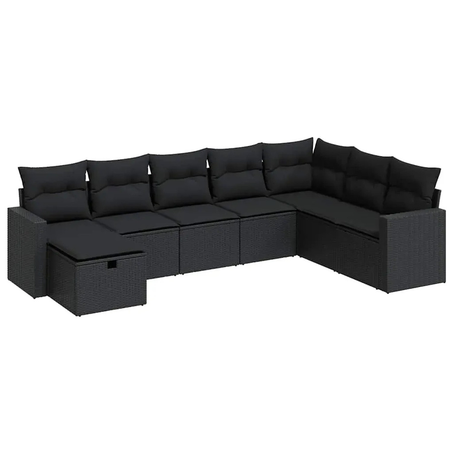 vidaXL 8-teilige Garten-Sofagarnitur aus Poly-Rattan mit Kissen in Schwarz - Bild 2