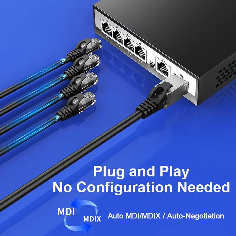 HORACO 6-Port Gigabit PoE-Switch mit 52 W Leistung für IP-Kameras und NVR, Schwarz - Bild 4