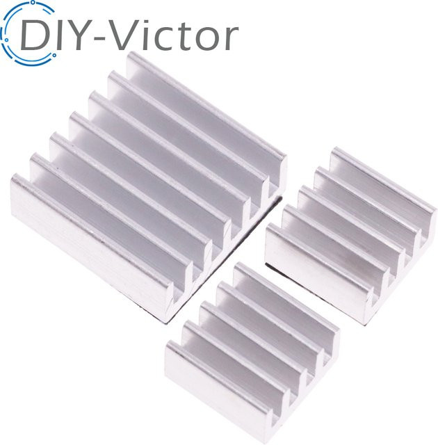 3er Set Aluminium Kühlkörper für Raspberry Pi 3 und Raspberry Pi 2 B in Silber inklusive Kleber - Bild 1