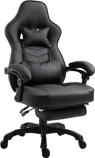 TPFLiving Bürostuhl Tilmann Ergonomischer Schreibtischstuhl aus Kunstleder in Schwarz mit Kopfstütze und Fußring - Bild 1
