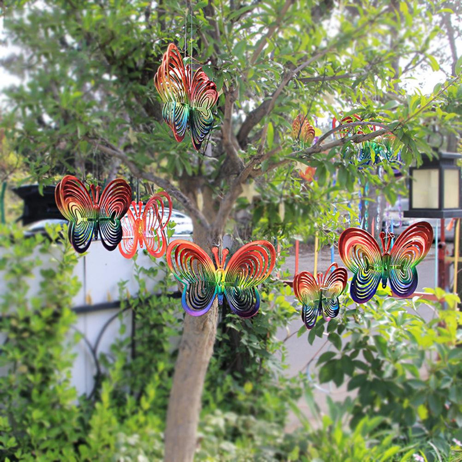 KONNWEI Schmetterling Windspiel aus Plastik in Grün zur Aufhängung für den Garten und Outdoor-Bereich - Bild 4