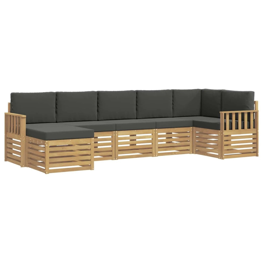 vidaXL Outdoor-Sofagarnitur 7-teilig aus Akazienholz in Anthrazit und Weiß mit Polsterkissen im L-Shape Design - Bild 2