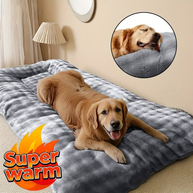 KEMORELA Luxus-Haustierbett aus Plüsch und Mikrofaser, extra verdickte Wintermatratze für Hunde und Katzen, Grau - Bild 1