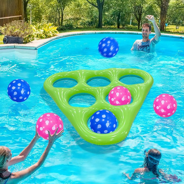 CatXaa Dreieckiges PVC Aufblasbares Ringwurfspielzeug, Bunt / Mehrfarbig - Bild 1