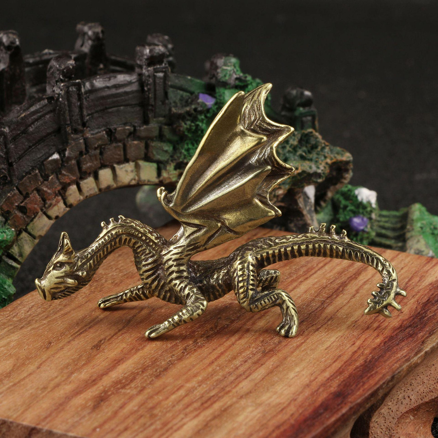 Yiran Furniture Böser Drachenlord Dämonischer Drache Desktop Miniaturfiguren Messing - Bild 3