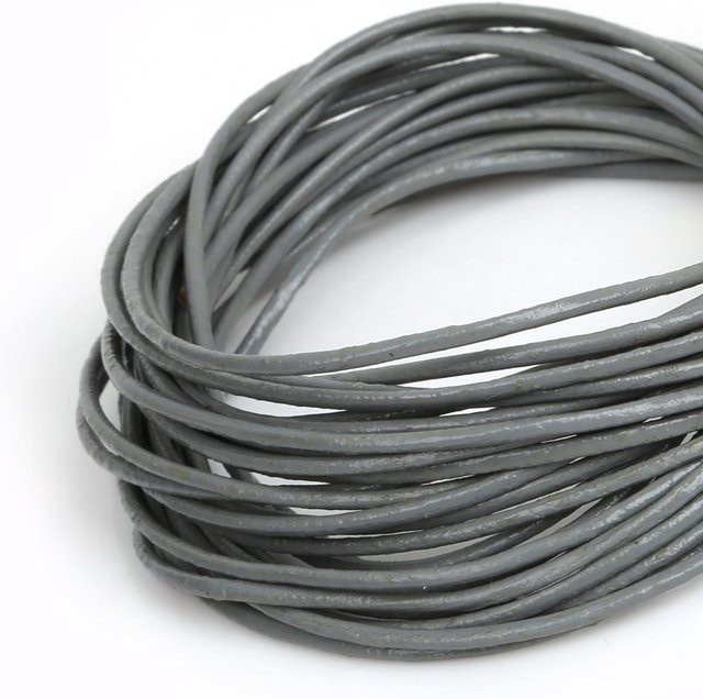 Lederschnurfaden, rund, grau, 1,5 mm, 5 m, Unisex - Bild 1