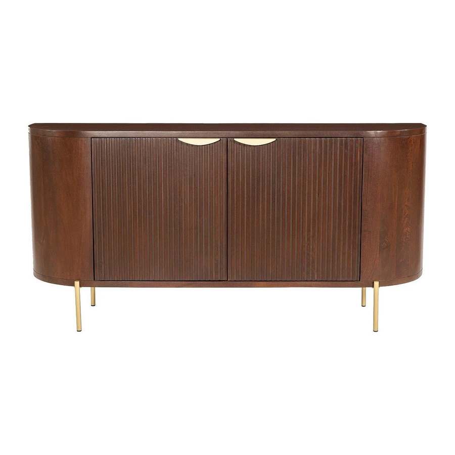 Vente-unique Sideboard Nevili aus Mango-Holz in Naturfarben Dunkel und Goldfarben, Breite: 165 cm - Bild 2