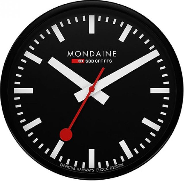 Mondaine Wanduhr A990.CLOCK.64SBB Analog Quartz Schwarz Rund Durchmesser: 25 cm - Bild 2