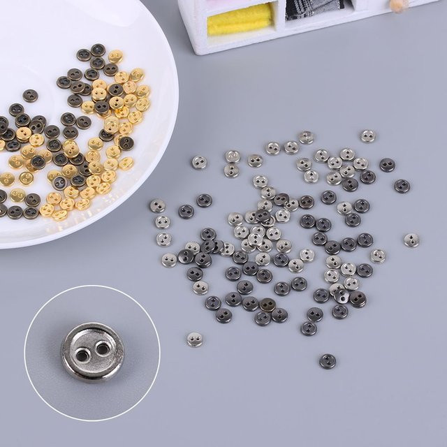 Mini Metall Knöpfe, runde Knöpfe, Puppen Kleidung Zubehör, Grau - Bild 1
