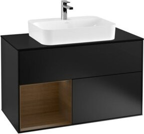 V&B Waschtischunterschrank Finion 100 in Schwarz lackiert mit Regalfach links - Bild 1