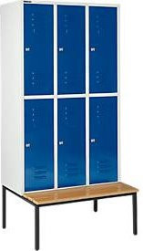 Schäfer Shop Select Kleiderspind mit Sitzbank, 3x2 Abteile, Zylinderschloss, Farbe: Enzianblau, Breite: 40 cm - Bild 1