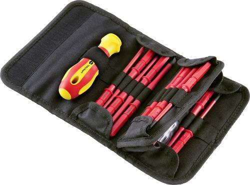 TOOLCRAFT WHS-017 Wechselklingen-Set 17-teilig in Rot für Elektrotechnik und Feinwerktechnik mit Schlitz und Außen-Sechsrund - Bild 1