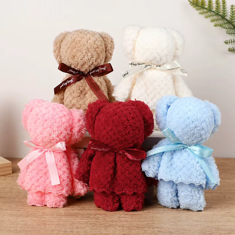 ZQNYCY Teddybär Handtuch Geschenkset in Pink für Babypartys und besondere Anlässe - Bild 2