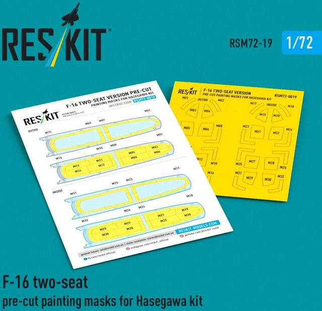 Hasegawa F-16 two-seat, Pre-cut painting masks, Zubehör, 1:72 - Bild 1