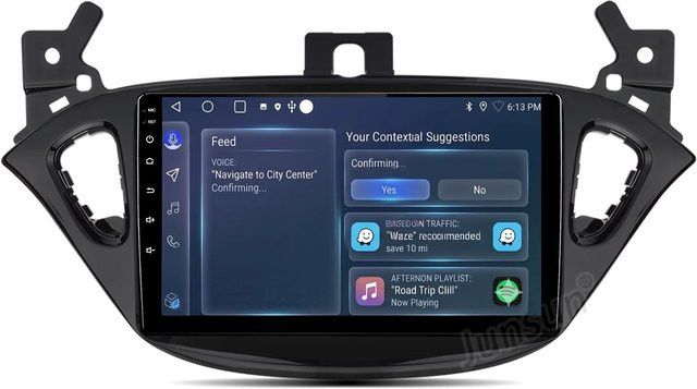 Junsun Autoradio mit 10 Zoll Display, 6 GB RAM, 128 GB Speicher, Bluetooth, GPS und Wi-Fi für Opel Corsa E (2015 bis 2019) und Adam (2013 bis 2016), Schwarz - Bild 1
