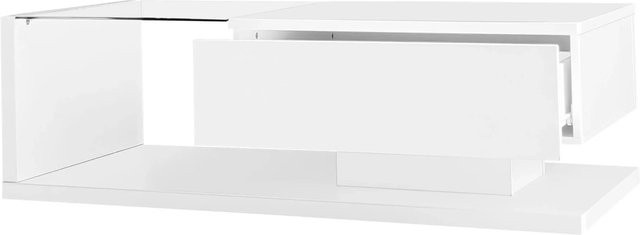 okwish Couchtisch mit Glas und LED-Effekt in Weiß, modern und glossy, B/T/H: 105 x 55 x 32,5 cm - Bild 1