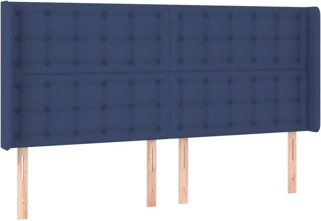 vidaXL LED Kopfteil Blau mit USB-Ladeanschluss und integrierter Beleuchtung, B: 183 cm, T: 16 cm, H: 118 cm bis 128 cm - Bild 1