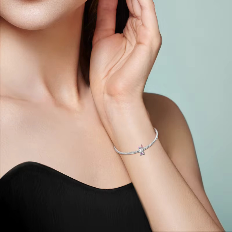 Parmuz Charm Anhänger, 925 Sterling Silber, Perle, CZ Zirkon, Hase, Damen - Bild 2