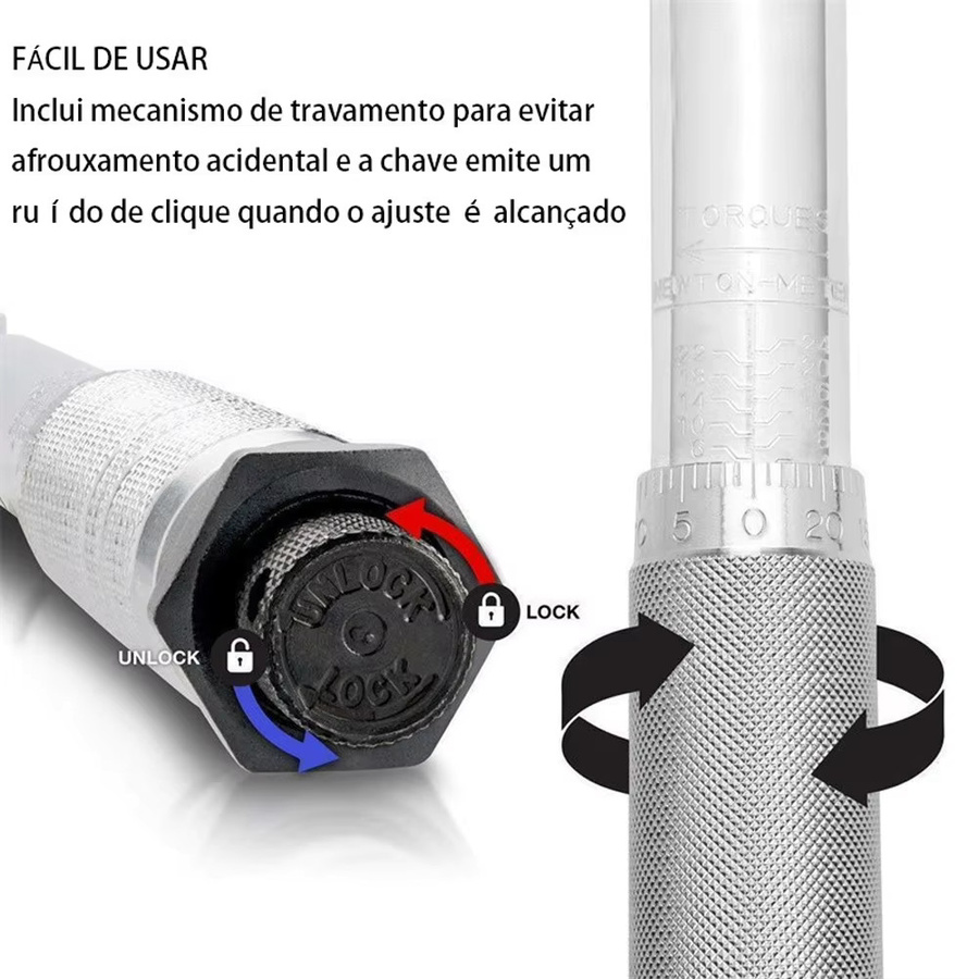 Präziser Ratschen-Drehmomentschlüssel mit Vierkantantrieb 3/8 Zoll und 1/2 Zoll, einstellbarer Bereich 5–150 Nm, Farbe Silber - Bild 5