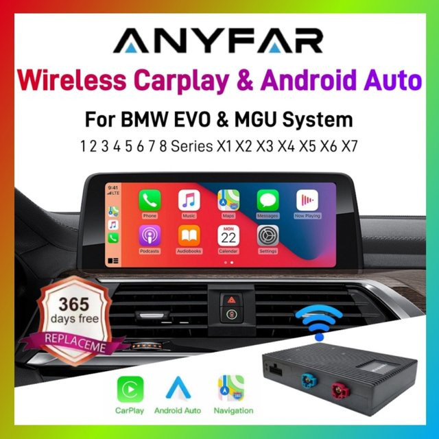ANYFAR Kabelloser CarPlay Android Decoder für BMW EVO MGU ID5 ID6 ID7 Systeme und MINI in Schwarz - Bild 1