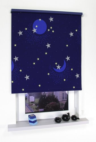 LIEDECO Seitenzug-Rollo Blackout aus Polyester, Farbe: Himmelblau, Breite: 122 cm, Höhe: 180 cm - Bild 1