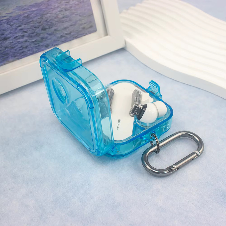 Nothing Ear 2 Schutzhülle in transparentem Bonbonfarben-Design mit Lanyard-Haken und Schnappverschluss - Bild 1