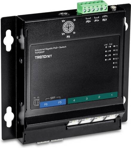 TrendNet TI-PG62F Industrial Netzwerk Switch PoE+ mit 1 GbE Ethernet/LAN in Schwarz - Bild 1