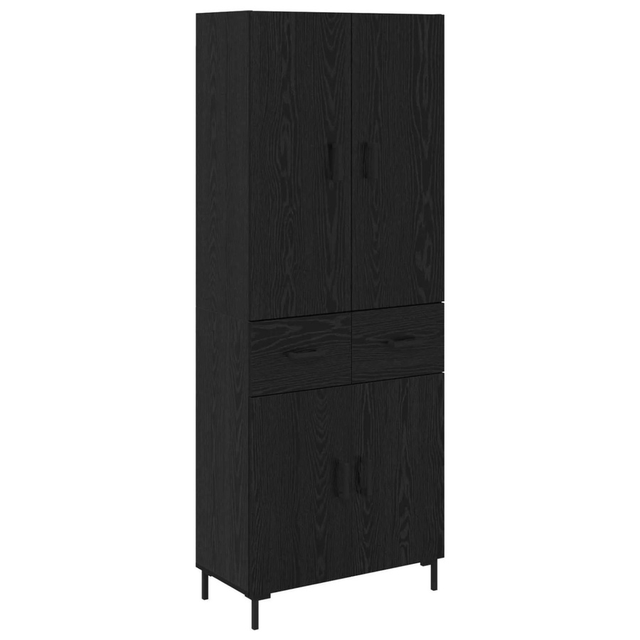 vidaXL Highboard in Schwarz und Eichen-Optik mit Türen und Schubladen, B/T/H: 69,5 x 34 x 180 cm - Bild 2