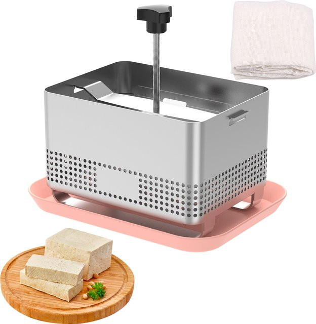 Willstar Tofu-Presse aus Edelstahl in Silber mit Tofu-Nähhandtuch und Abtropfschale für Paneer und Käse - Bild 1