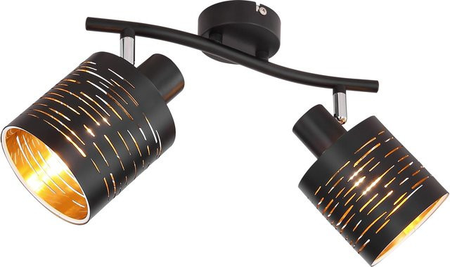 Globo Strahler Tunno Deckenlampe aus Metall in Schwarz-Gold mit E14 Fassung - Bild 1