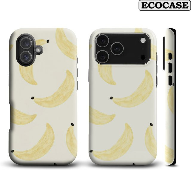 Handyhülle mit Bananenmotiv für Apple iPhone 17 16 15 14 13 12 11 Pro Max Plus in Multicolour mit doppelschichtiger Rückseite - Bild 1