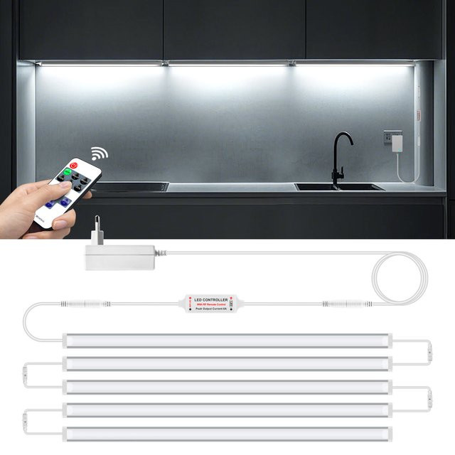 MALITAI Aluminium LED-Lichtleiste in Silber, dimmbar mit RF-Fernbedienung, verknüpfbare Neon Flex Schranklampe für Küche und Arbeitsbereich - Bild 1