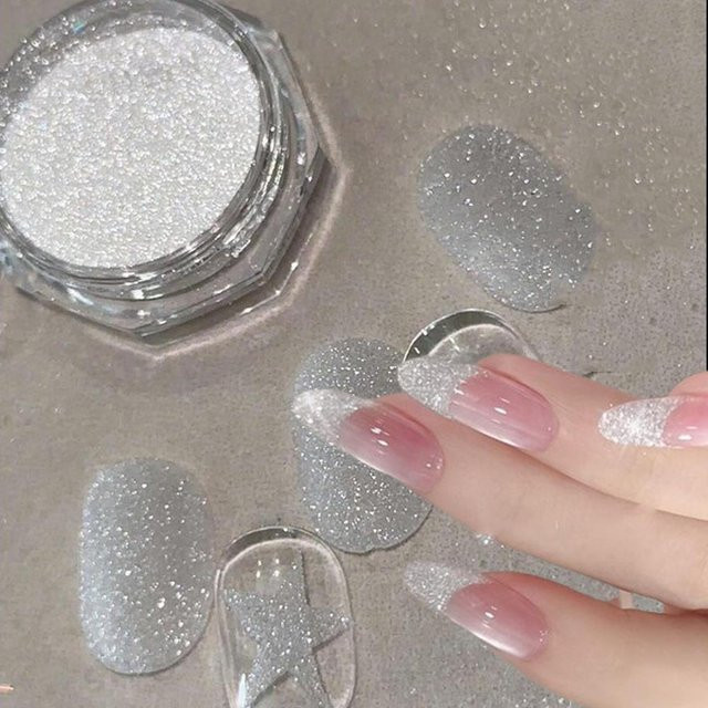 HotPress Nagelpulver weißes Schneeflocken-Zucker, schimmernd - Bild 1