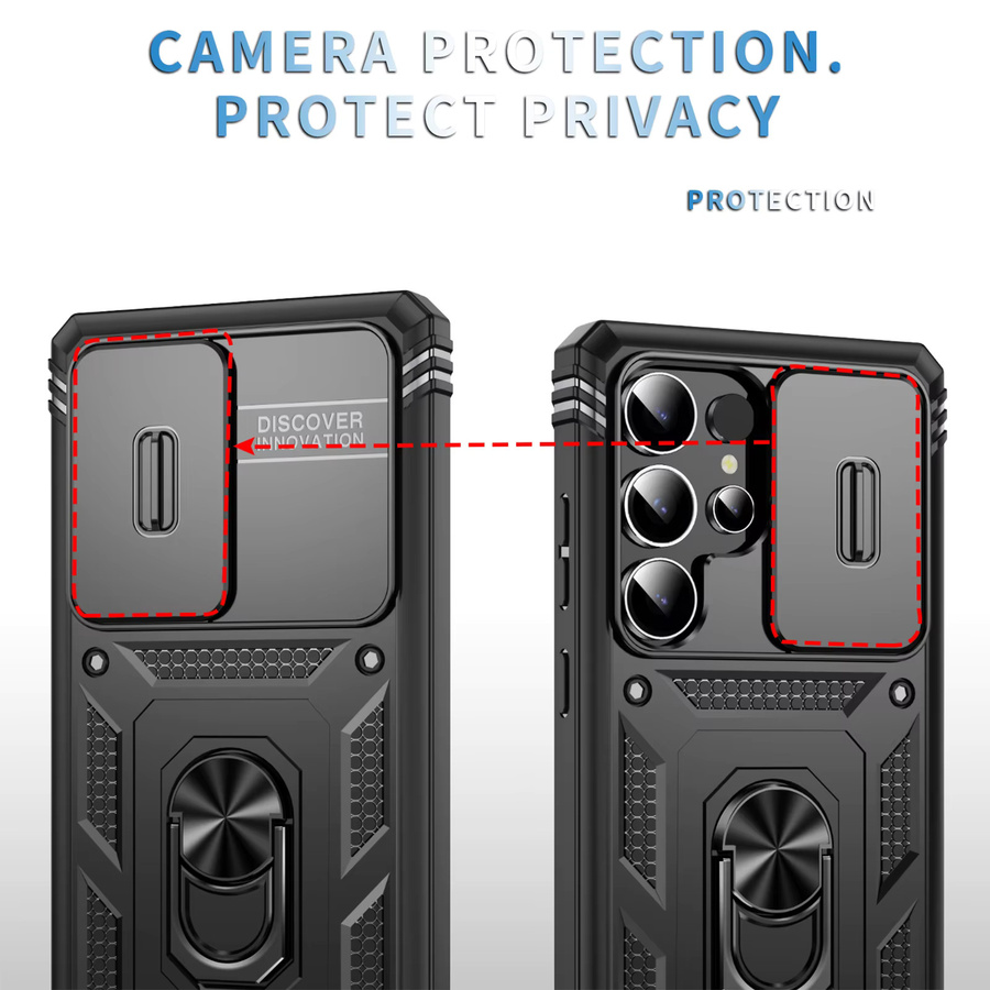 Samsung Kamera Slide Armor Schutzhülle mit 360 Grad drehbarer Abdeckung für Galaxy S25 S24 S23 S22 S21 Ultra Plus FE in Schwarz oder Weiß - Bild 5