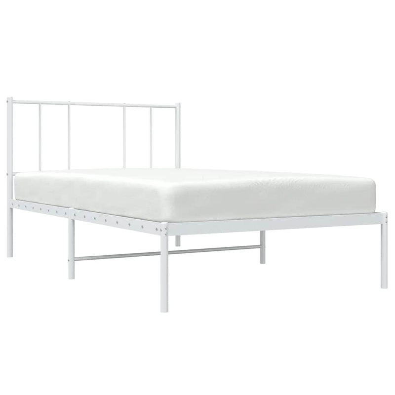 Vidaxl Metallbett in Weiß mit Kopfteil im klassischen Design, B/L: 100 x 200 cm - Bild 3