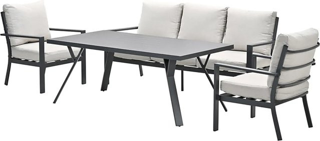Garden Impressions Lounge-Dining Sofa Set 4-teilig in Carbon Black und Desert Sand aus Aluminium - Bild 1
